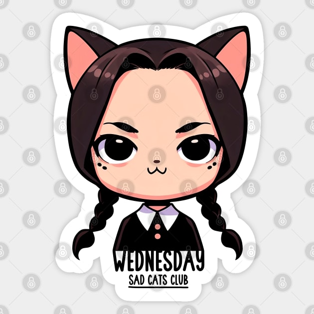 Wednesday - Sad cats club Sticker by 3coo